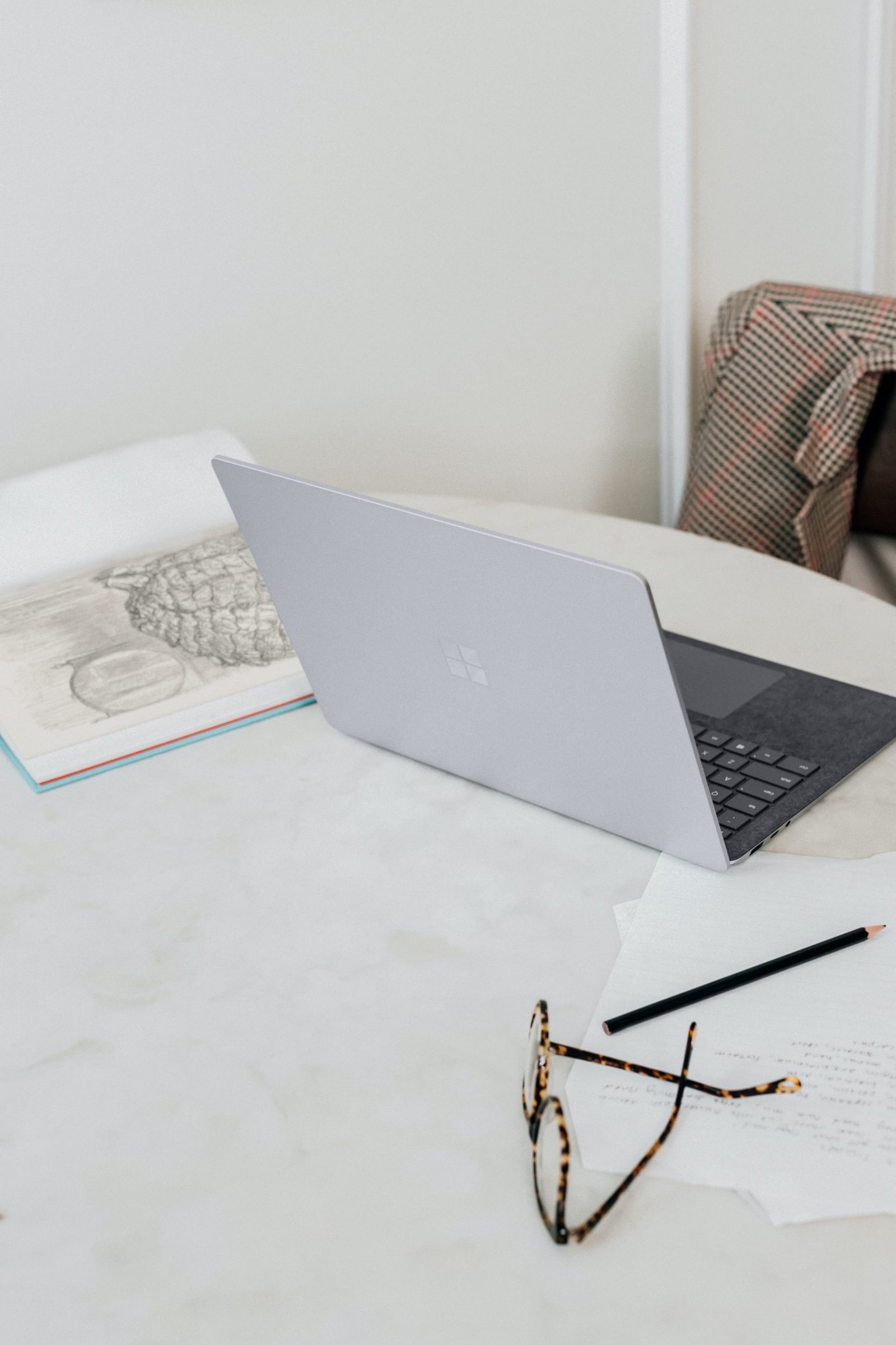 Open laptop on a table