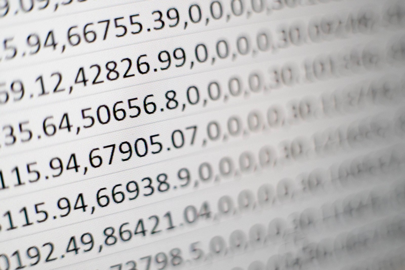 White paper with numbers