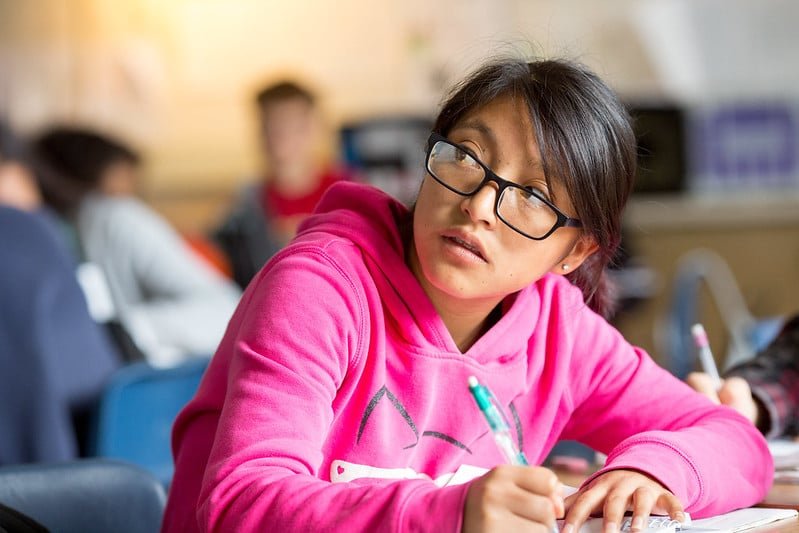girl student writing