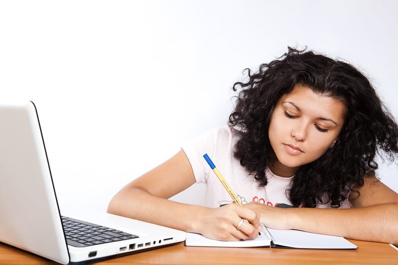 girl student writing