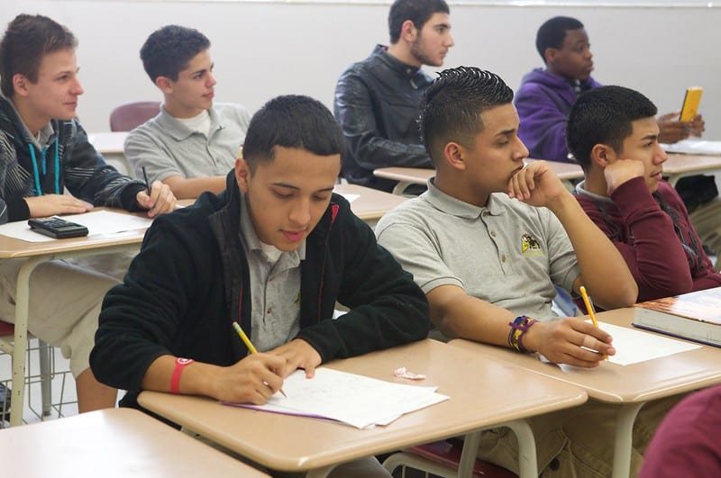 high school student in class