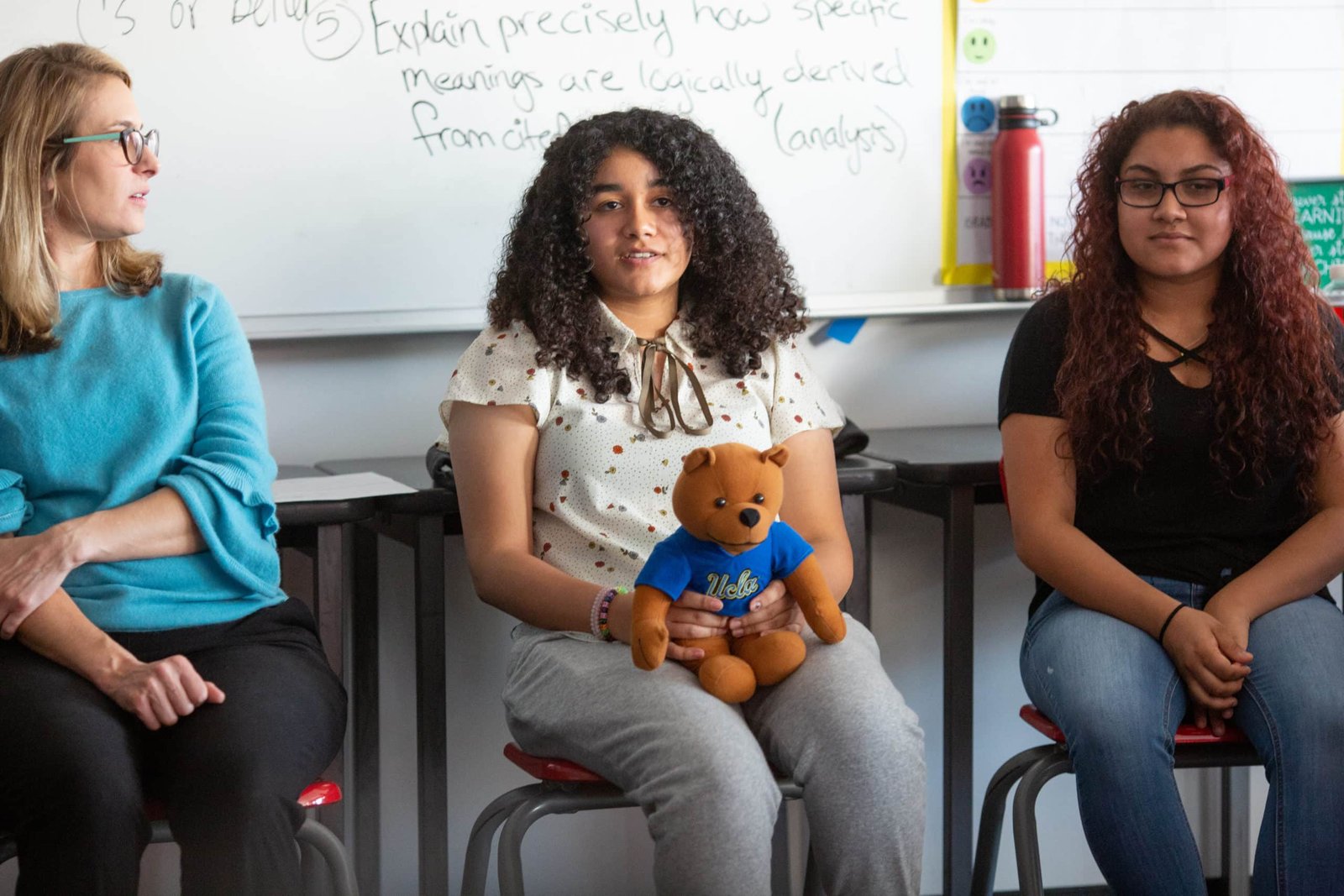 High school girl with teddy bear