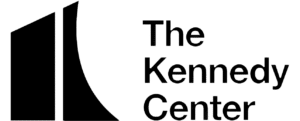 Black writing "The Kennedy Center"