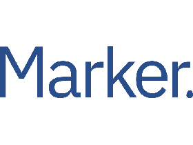 Marker in blue font