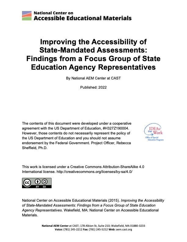 Improving the Accessibility of State-Mandated Assessments_ Findings from a Focus Group of State Education Agency Representatives Cover