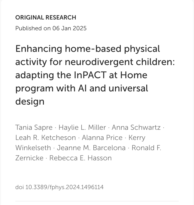 Enhancing home-based physical activity for neurodivergent children, update source to: Frontiers in Physiology