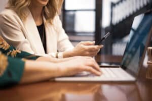 adult at a laptop