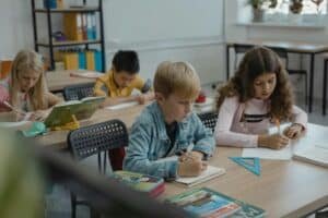 Students working at their desks
